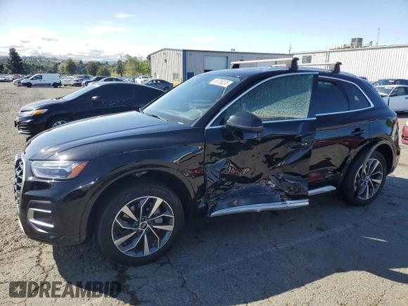 2021 Audi Q5 Premium Plus with VIN WA1BAAFY6M2020296, listed as a Copart auction lot 56736205 with 75,955 mi miles and Salvage title. Bid and sale history available at DreamBid. Image 1.