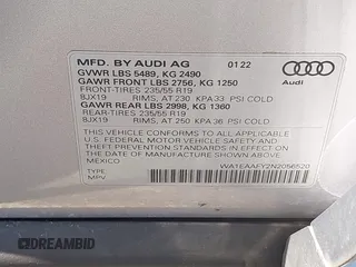 2022 Audi Q5 S line Premium Plus with VIN WA1EAAFY2N2056520, listed as a IAAI auction lot 42531917 with Not provided miles and . Bid and sale history available at DreamBid. Image 9.