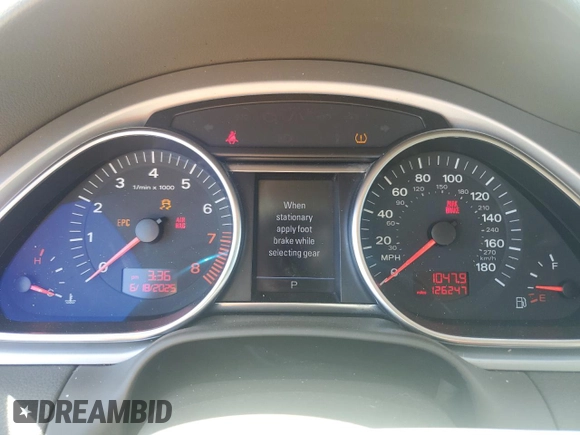 2009 Audi Q7 with VIN WA1AY74L59D006225, listed as a Copart auction lot 61760315 with 126,247 mi miles and Salvage title. Bid and sale history available at DreamBid. Image 9.