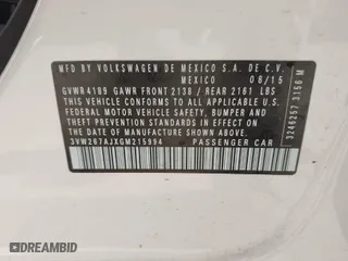 2016 Volkswagen Jetta Sedan 1.4T S with VIN 3VW267AJXGM215994, listed as a IAAI auction lot 41993650 with 130,988 mi miles. Bid and sale history available at carsss.com. Image 9.