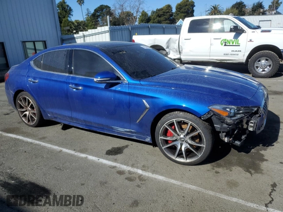 2019 Genesis G70 Advanced with VIN KMTG34LE2KU017061, listed as a Copart auction lot 46346405 with 95,592 mi miles and Salvage title. Bid and sale history available at DreamBid. Image 4.