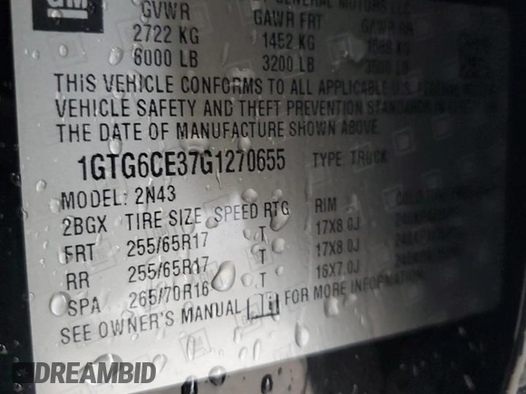 2016 GMC Canyon 4WD SLE with VIN 1GTG6CE37G1270655, listed as a Copart auction lot 43315965 with 103,942 mi miles and Salvage Title. Bid and sale history available at carsss.com. Image 13.