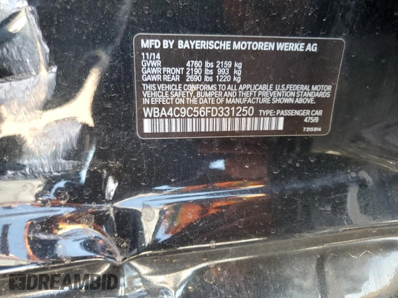 2015 BMW 4 Series 428i xDrive с VIN WBA4C9C56FD331250, выставлен на аукционе Copart как лот 54379025 с пробегом 42 771 миль миль и Списание • Salvage title. История ставок и продаж доступна на DreamBid. Изображение 13.