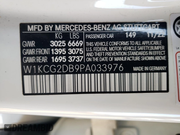 2023 Mercedes-Benz EQS with VIN W1KCG2DB9PA033976, listed as a Copart auction lot 70671834 with 7,253 mi miles and Salvage Title. Bid and sale history available at carsss.com. Image 13.