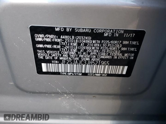 2018 Subaru Forester Limited with VIN JF2SJAJC3JH521965, listed as a Copart auction lot 39350363 with 71,758 mi miles. Bid and sale history available at carsss.com. Image 13.