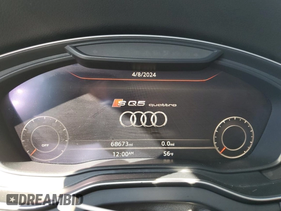 2018 Audi SQ5 Prestige with VIN WA1C4AFYXJ2033611, listed as a Copart auction lot 50764524 with 68,673 mi miles and Salvage Title. Bid and sale history available at DreamBid. Image 9.