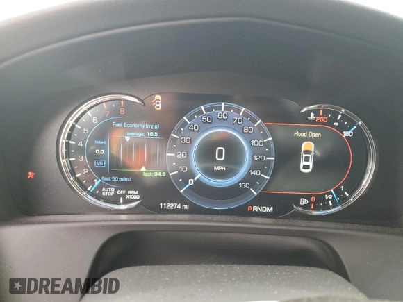 2016 Cadillac CT6 Premium Luxury AWD with VIN 1G6KF5RS6GU148166, listed as a Copart auction lot 59566185 with 112,274 mi miles and Salvage title. Bid and sale history available at DreamBid. Image 9.