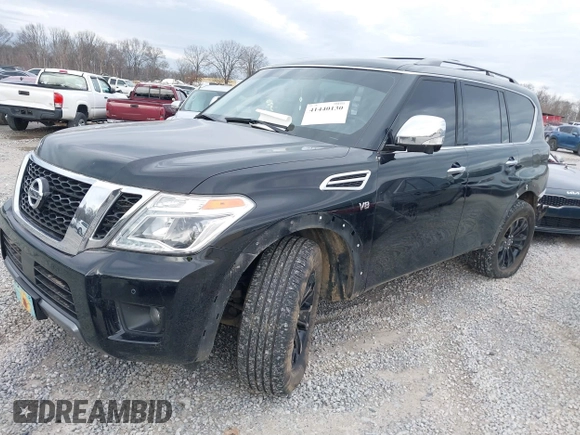 2019 Nissan Armada Platinum with VIN JN8AY2NE8K9755381, listed as a IAAI auction lot 41440130 with 137,026 mi miles. Bid and sale history available at carsss.com. Image 2.