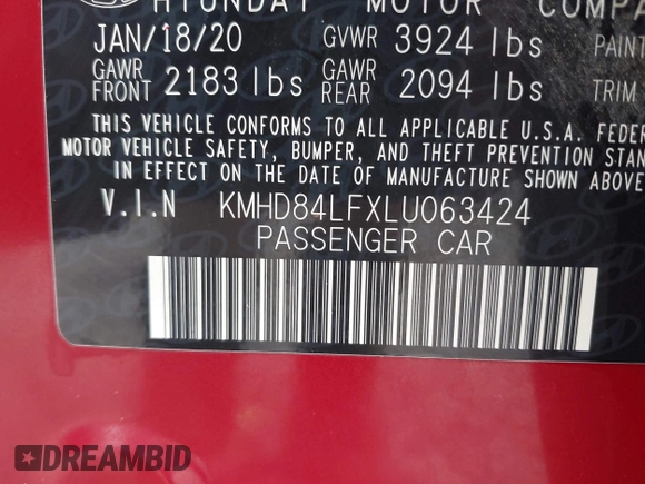 2020 Hyundai Elantra SEL z VIN KMHD84LFXLU063424, wystawiony jako IAAI lot #41900825 z przebiegiem 49 798 mil mil oraz . Historia ofert i sprzedaży dostępna na DreamBid. Obrazek 9.
