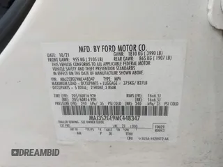 2021 Ford EcoSport SE with VIN MAJ3S2GE9MC448347, listed as a IAAI auction lot 42289292 with 39,874 mi miles and . Bid and sale history available at DreamBid. Image 9.