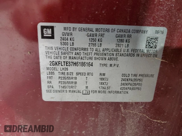 2017 GMC Terrain SLE with VIN 2GKFLTE37H6186164, listed as a Copart auction lot 47924765 with 56,129 mi miles and Salvage Title. Bid and sale history available at carsss.com. Image 13.