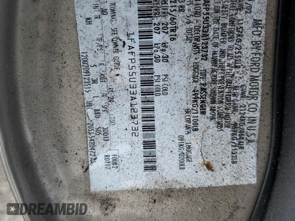 2003 Ford Taurus SES Standard z VIN 1FAFP55U33A123732, wystawiony jako Copart lot #58837395 z przebiegiem 169 159 mil mil oraz Szkoda całkowita • Salvage title. Historia ofert i sprzedaży dostępna na DreamBid. Obrazek 12.