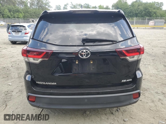 2019 Toyota Highlander SE with VIN 5TDJZRFH6KS566479, listed as a Copart auction lot 59003325 with 99,845 mi miles and Salvage title. Bid and sale history available at DreamBid. Image 6.