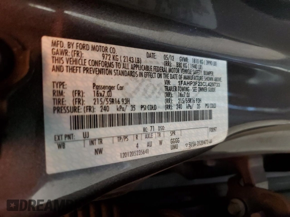 2012 Ford Focus SE with VIN 1FAHP3F23CL429733, listed as a Copart auction lot 51943945 with 132,178 mi miles and Clean Title. Bid and sale history available at carsss.com. Image 12.