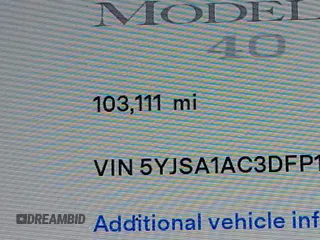 2013 Tesla Model S with VIN 5YJSA1AC3DFP10537, listed as a IAAI auction lot 40707549 with 103,111 mi miles and . Bid and sale history available at DreamBid. Image 16.