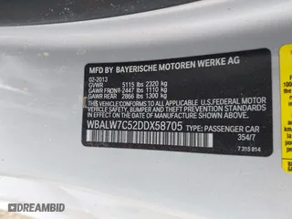 2013 BMW 6 Series 640i with VIN WBALW7C52DDX58705, listed as a IAAI auction lot 41848280 with 91,243 mi miles. Bid and sale history available at carsss.com. Image 9.