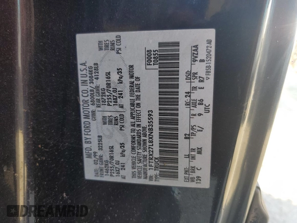 1999 Ford F-250 with VIN 1FTRX27L8XNB35593, listed as a Copart auction lot 77008354 with Not provided miles and Salvage title. Bid and sale history available at DreamBid. Image 13.