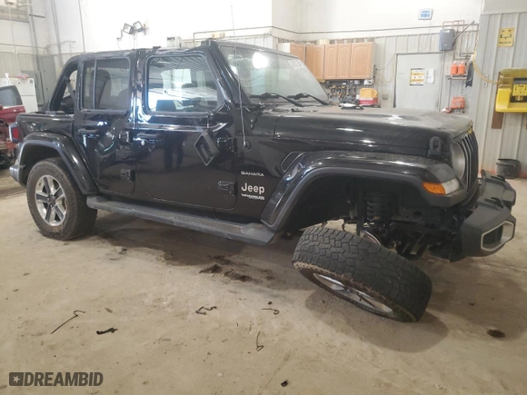 2018 Jeep Wrangler Unlimited Sahara with VIN 1C4HJXEN0JW176350, listed as a Copart auction lot 49167175 with 75,266 mi miles and Salvage Title. Bid and sale history available at carsss.com. Image 4.