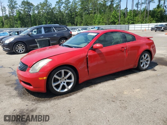 2004 Infiniti G35 w/Leather z VIN JNKCV54EX4M817054, wystawiony jako Copart lot #58021365 z przebiegiem Nie podano mil oraz Szkoda całkowita • Salvage title. Historia ofert i sprzedaży dostępna na DreamBid. Obrazek 1.
