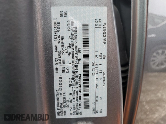2022 Ford Escape SE z VIN 1FMCU0G64NUA88803, wystawiony jako Copart lot #46063645 z przebiegiem 45 615 mil mil oraz Szkoda całkowita • Salvage title. Historia ofert i sprzedaży dostępna na DreamBid. Obrazek 13.
