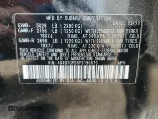 2023 Subaru Outback Touring XT with VIN 4S4BTGPD8P3190670, listed as a Copart auction lot 57247325 with 25,275 mi miles and Salvage title. Bid and sale history available at DreamBid. Image 13.