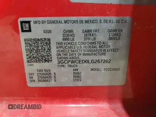 2020 Chevrolet Silverado 1500 LT with VIN 3GCPWCED0LG267262, listed as a Copart auction lot 45752815 with 106,765 mi miles and Salvage Title. Bid and sale history available at carsss.com. Image 12.