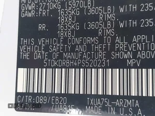 2023 Toyota Highlander L z VIN 5TDKDRBH4PS520231, wystawiony jako IAAI lot #42209363 z przebiegiem 21 312 mil mil oraz . Historia ofert i sprzedaży dostępna na DreamBid. Obrazek 9.