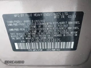 2014 Subaru Forester 2.5i Premium with VIN JF2SJACC3EG414875, listed as a IAAI auction lot 41450947 with 210,937 mi miles. Bid and sale history available at carsss.com. Image 9.