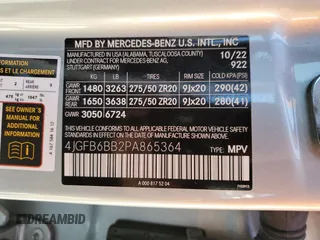 2023 Mercedes-Benz GLE 53 AMG with VIN 4JGFB6BB2PA865364, listed as a Copart auction lot 70387434 with 10,509 mi miles and Salvage title. Bid and sale history available at DreamBid. Image 14.