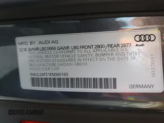 2019 Audi A6 Premium Plus z VIN WAUL2AF21KN060183, wystawiony jako Copart lot #54773765 z przebiegiem 70 867 mil mil oraz Szkoda całkowita • Salvage title. Historia ofert i sprzedaży dostępna na DreamBid. Obrazek 12.