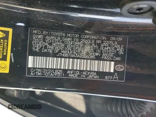 2010 Lexus HS 250h with VIN JTHBB1BA3A2006085, listed as a Copart auction lot 46344655 with 212,732 mi miles and Clean Title. Bid and sale history available at DreamBid. Image 12.