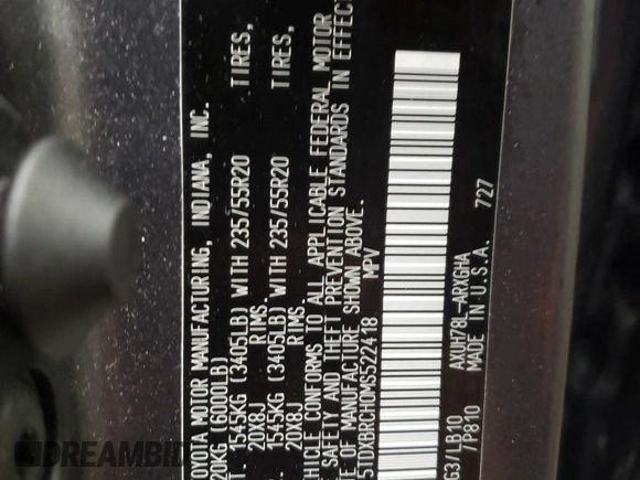 2021 Toyota Highlander Hybrid Limited with VIN 5TDXBRCH0MS522418, listed as a Copart auction lot 44133135 with 94,124 mi miles and Salvage title. Bid and sale history available at DreamBid. Image 13.