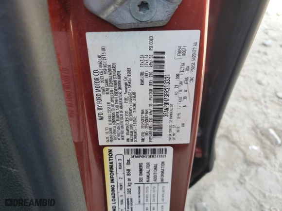 2014 Ford Fusion SE with VIN 3FA6P0H73ER213321, listed as a Copart auction lot 49104875 with NaN miles and Salvage Title. Bid and sale history available at carsss.com. Image 13.