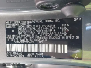 2012 Toyota Highlander Limited with VIN 5TDYK3EH7CS054667, listed as a IAAI auction lot 41716240 with 234,682 mi miles. Bid and sale history available at carsss.com. Image 9.