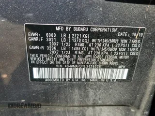 2020 Subaru Ascent Limited с VIN 4S4WMAPD1L3429238, выставлен на аукционе Copart как лот 55968805 с пробегом 111 285 миль миль и Списание • Salvage title. История ставок и продаж доступна на DreamBid. Изображение 12.