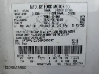 2006 Ford F-150 XLT with VIN 1FTPW12V56KE05697, listed as a Copart auction lot 49475675 with 234,434 mi miles and Salvage Title. Bid and sale history available at carsss.com. Image 12.