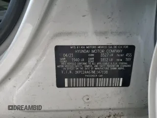 2021 Hyundai Accent SEL z VIN 3KPC24A67ME147138, wystawiony jako Copart lot #51951095 z przebiegiem 91 098 mil mil oraz Szkoda całkowita • Salvage title. Historia ofert i sprzedaży dostępna na DreamBid. Obrazek 12.