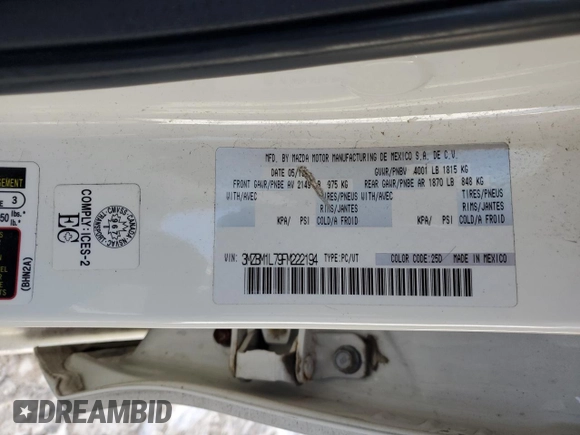 2015 Mazda 3 i Touring with VIN 3MZBM1L79FM222194, listed as a Copart auction lot 43030294 with 210,773 mi miles and Salvage Title. Bid and sale history available at carsss.com. Image 12.