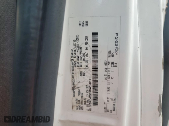 2009 Ford Econoline Cargo z VIN 1FDXE45S89DA10861, wystawiony jako Copart lot #50713435 z przebiegiem 209 070 mil mil oraz Szkoda całkowita • Salvage title. Historia ofert i sprzedaży dostępna na DreamBid. Obrazek 14.