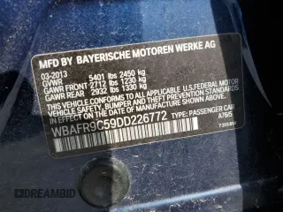 2013 BMW 5 Series 550i with VIN WBAFR9C59DD226772, listed as a Copart auction lot 50643795 with 117,277 mi miles and Clean Title. Bid and sale history available at carsss.com. Image 12.
