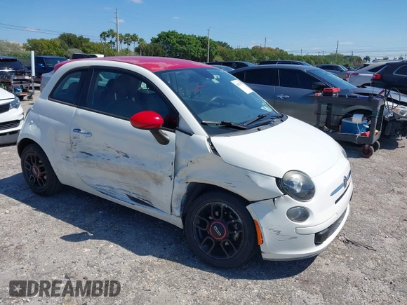 2015 FIAT 500 Pop with VIN 3C3CFFAR5FT663043, listed as a IAAI auction lot 42037387 with 65,266 mi miles. Bid and sale history available at carsss.com. Image 1.