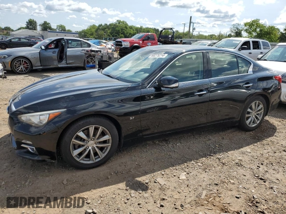 2014 Infiniti Q50 Sport with VIN JN1BV7AR1EM681398, listed as a Copart auction lot 80854494 with 128,127 mi miles and Salvage title. Bid and sale history available at DreamBid. Image 1.