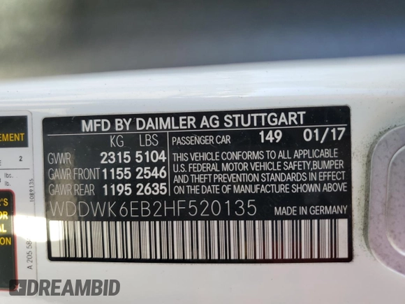 2017 Mercedes-Benz C 43 AMG with VIN WDDWK6EB2HF520135, listed as a Copart auction lot 72433934 with 44,125 mi miles and Salvage title. Bid and sale history available at DreamBid. Image 12.