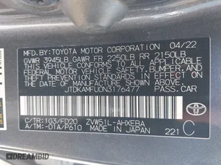 2022 Toyota Prius L Eco with VIN JTDKAMFU0N3176477, listed as a IAAI auction lot 41675066 with 49,483 mi miles. Bid and sale history available at carsss.com. Image 9.