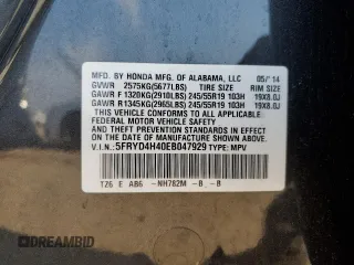 2014 Acura MDX Technology with VIN 5FRYD4H40EB047929, listed as a Copart auction lot 63595925 with 135,301 mi miles and Salvage title. Bid and sale history available at DreamBid. Image 14.