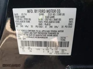 2014 Ford Edge SEL with VIN 2FMDK4JCXEBA98239, listed as a IAAI auction lot 41833992 with 112,480 mi miles. Bid and sale history available at carsss.com. Image 9.