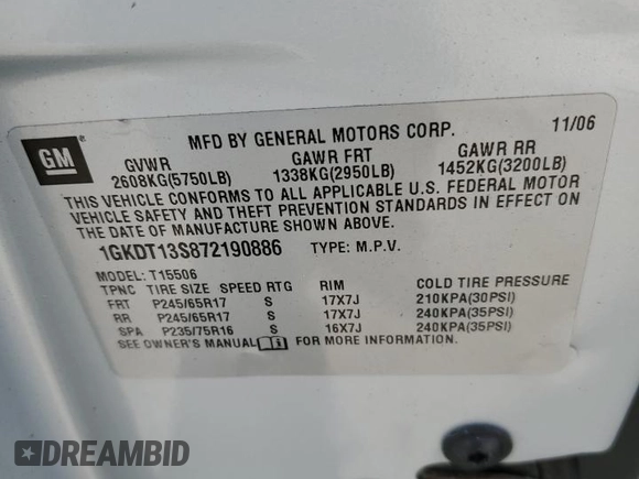 2007 GMC Envoy SLE with VIN 1GKDT13S872190886, listed as a Copart auction lot 49792105 with 78,743 mi miles and Salvage Title. Bid and sale history available at carsss.com. Image 13.