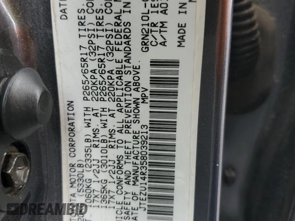 2005 Toyota 4Runner SR5 z VIN JTEZU14R358039213, wystawiony jako Copart lot #56719235 z przebiegiem 165 757 mil mil oraz Szkoda całkowita • Salvage title. Historia ofert i sprzedaży dostępna na DreamBid. Obrazek 13.