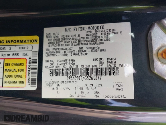 2016 Ford Mustang GT with VIN 1FA6P8CF1G5265677, listed as a IAAI auction lot 41931024 with 74,061 mi miles. Bid and sale history available at carsss.com. Image 9.