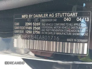 2014 Mercedes-Benz E 350 Luxury with VIN WDDHF8JB4EA801716, listed as a IAAI auction lot 42159406 with 143,792 mi miles and . Bid and sale history available at DreamBid. Image 9.